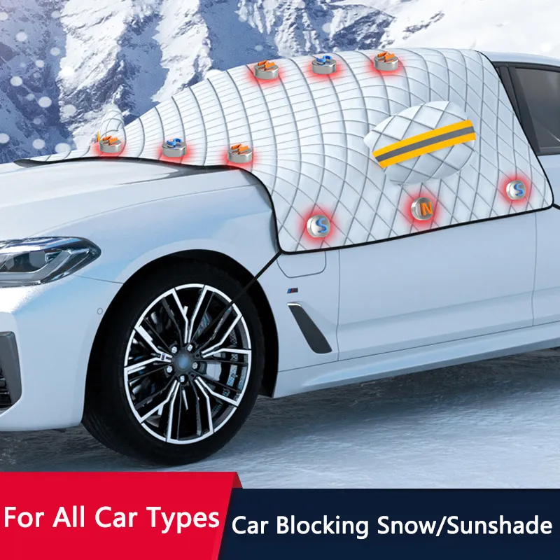 Car Snow Cover Lengthen Car Windshield Hood Protection Cover Snowproof  Anti-Frost Sunshade Auto Exterior Protector