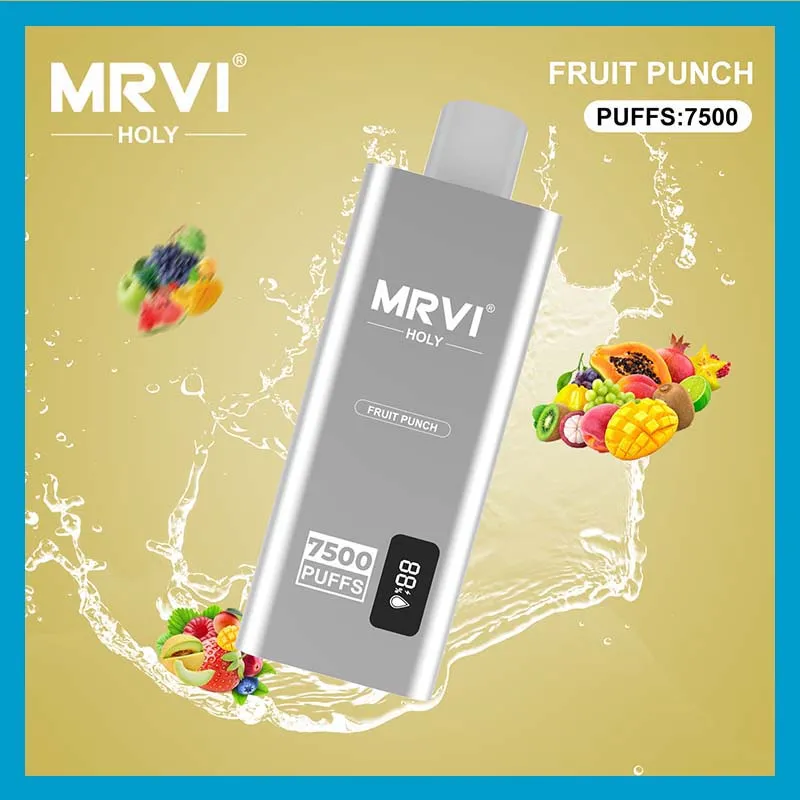 Originale Mrvi Holy 7500 Puffs Penna monouso Vape E Dispositivo per sigaretta con batteria da 600 mAh Pod da 15 ml Cartuccia preriempita Schermo ricaricabile Mostra BigPuffs