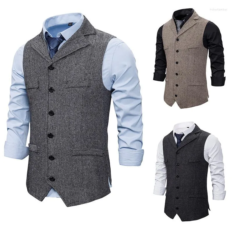 Gilet da uomo Gilet monopetto Risvolto Business Casual Blazer formale slim fit di alta qualità Gilet maschile stile britannico