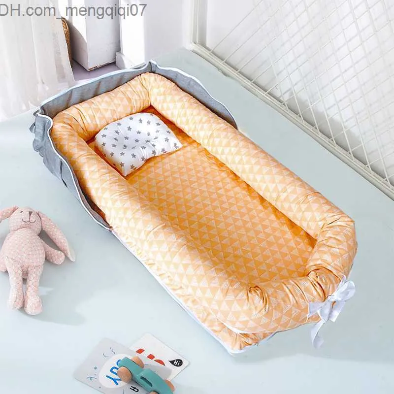 Bassinets Cradles Baby Bassnet Bumper łóżko podróżne Bawełniane kołyska dla noworodków Przenośna łóżeczko z poduszką 85x45cm Z230804