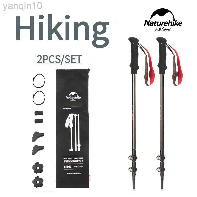 Trekking direkleri doğa hike 2pcs alüminyum alaşım trekking direği harici kilitli açık hava ultralight baston yürüyüşü Dağcılık ekipmanı HKD230804