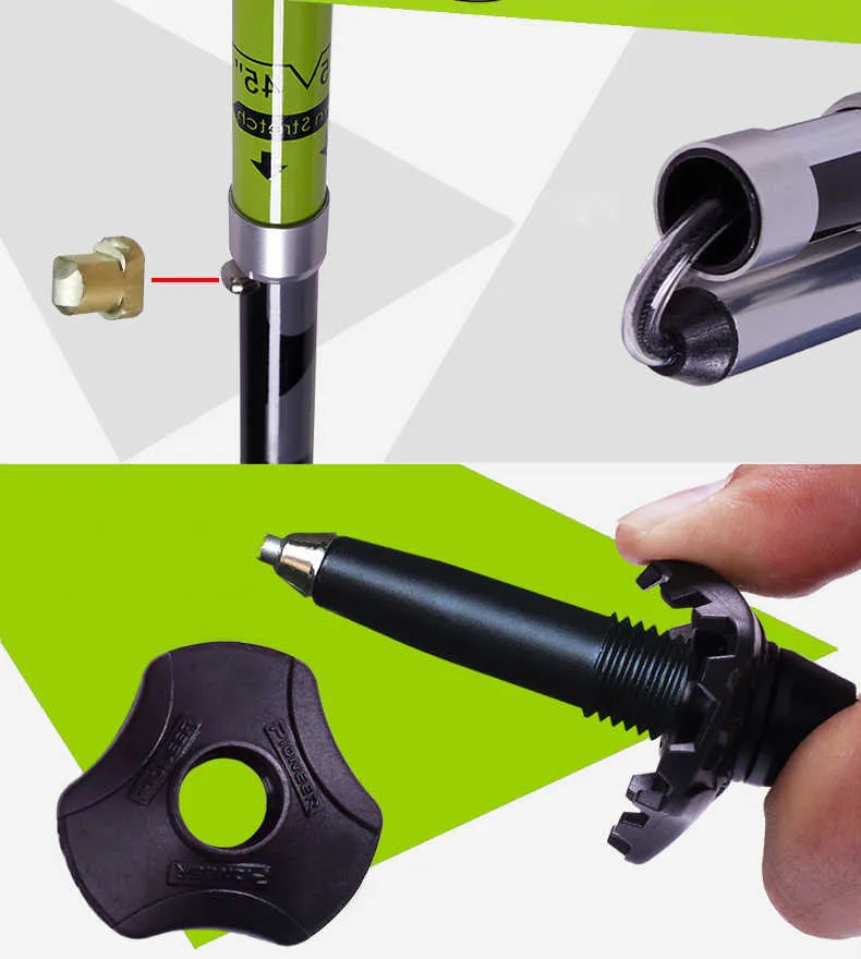 Pioneer Carbon Fiber Brasher Trekker Walking Pole Ultralight Folding Sticks For Outdoor