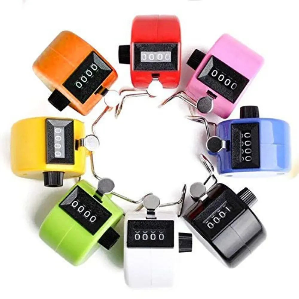 wholesale Clicker 4 Digit Number Counters Plastic Shell Hand Finger Display Manual Counting Tally Clickers Timer Soccer Golf Counter LL