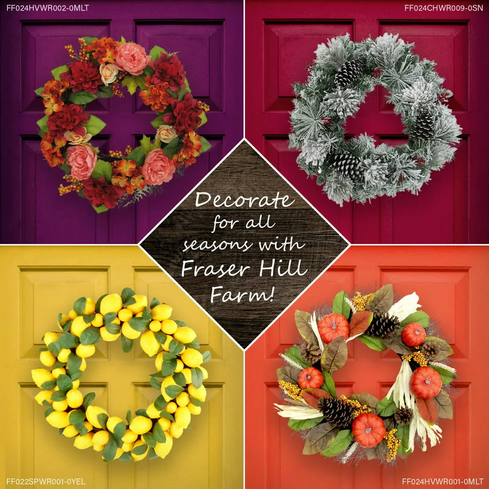 Decor Unlit Pine Fall Harvest Garland, with Corn Husks Pumpkins including Cones 108 Multi-color