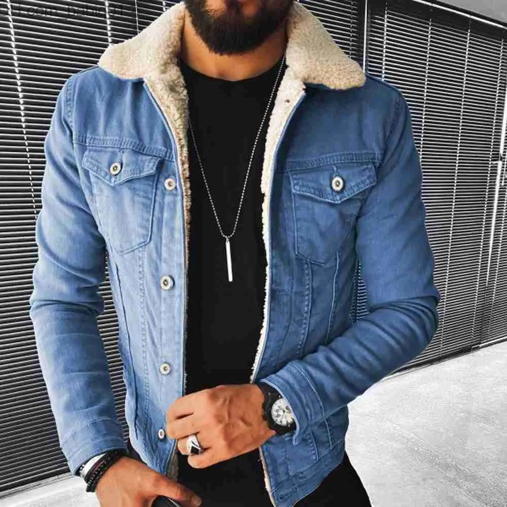 Lamb wool shop denim jacket
