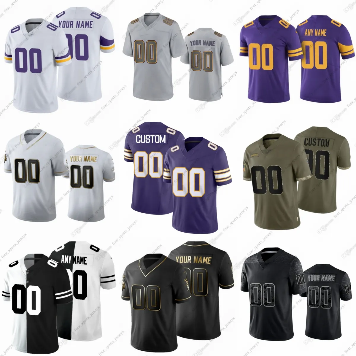 8 Kirk Cousins Maglie da calcio Adam Thielen Dalvin Cook Harrison Smith Anthony Barr Justin Jefferson T.J. Hockenson