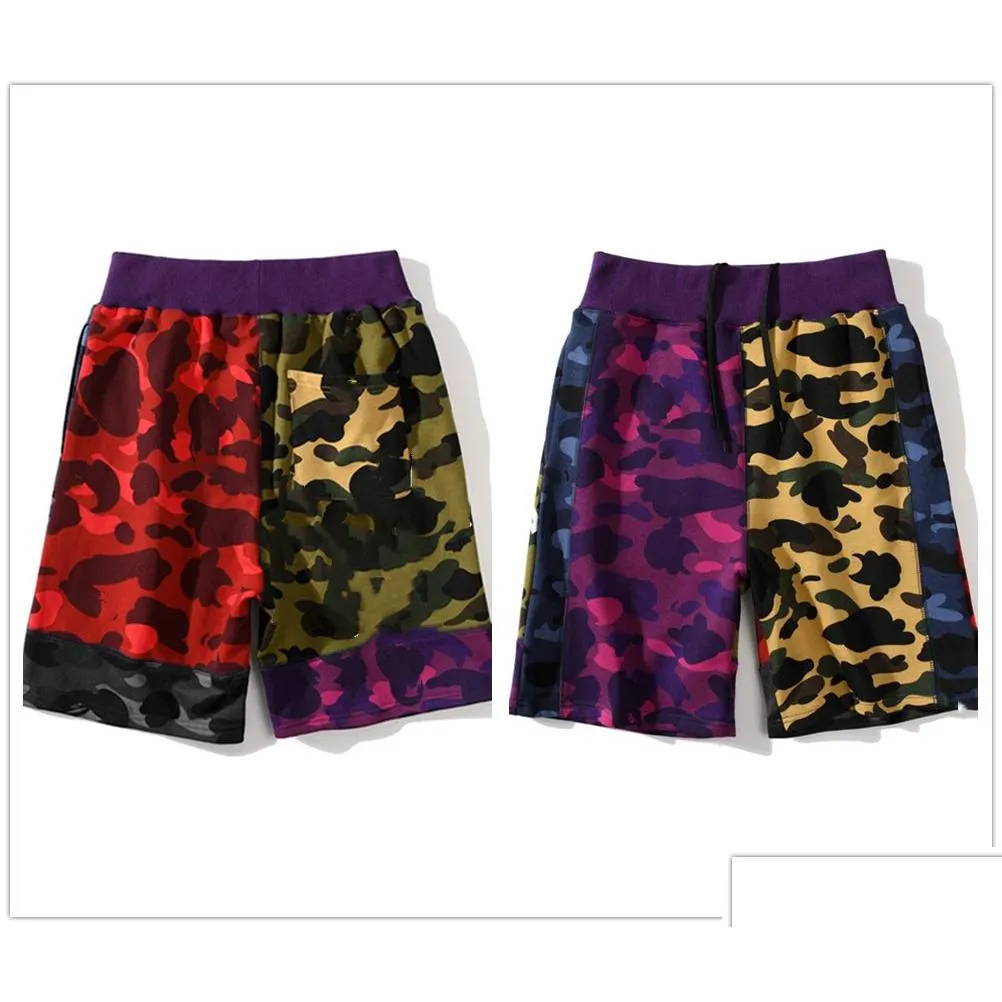 Shorts Masculino Masculino Estilista Feminino Nadado Bordado Algodão Terry Mancha Luminosa Camuflagem Vermelho Azul E Roxo Cor Refletiva Ginásio Swimmi Dh5Oi