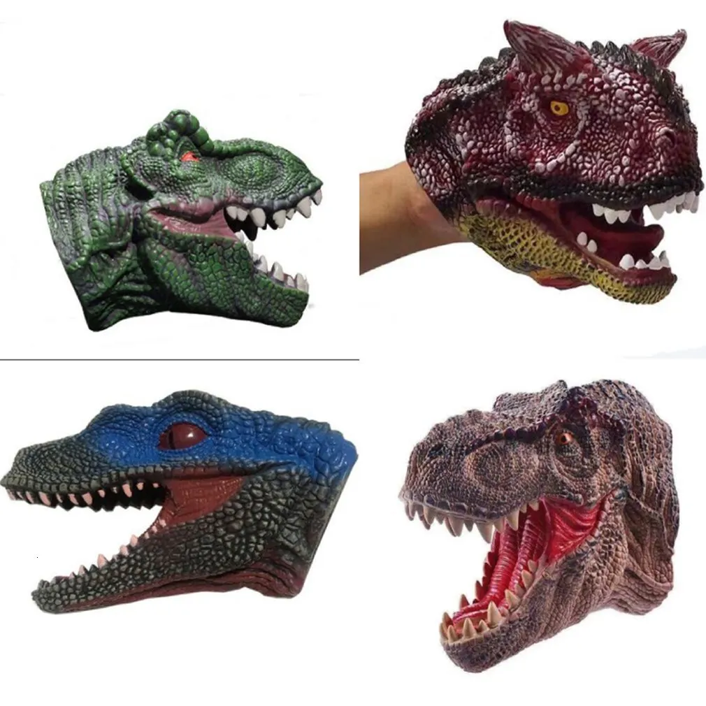 Fantoches de dinossauro fantoches de mão de borracha macia dinossauro brinquedos jurássico raptor fantoche realista cabeça de dinossauro fantoche de mão figura brinquedos 230803