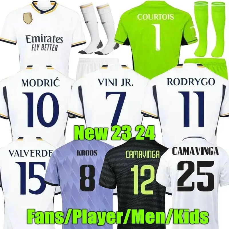 22 23 24 Spelarversion Soccer Benzema Rodrgo Camiseta Jerseys Vini Jr Camaveringa Tchouameni Football Shirt Kids Real Madrid