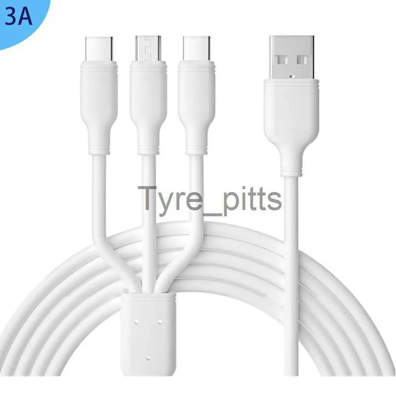 Şarj Cihazları/Kablolar Beyaz PVC Kablosu 3 1 USB Şarj Kablosu Evrensel Çok Fonksiyonlu 3 İçinde 1 USB Kablo Hızlı Şarj X0804