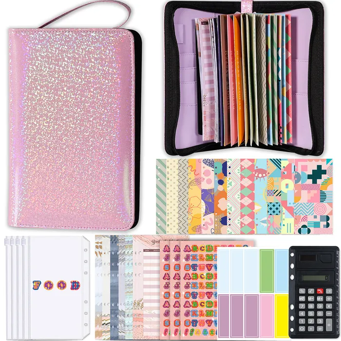 Bindemedel A6 Budgetbindemedel Money Organizer Pu Leather Notebook Planner med kontant kuvert Kort Engelska Lekarmärken Etikett 230803