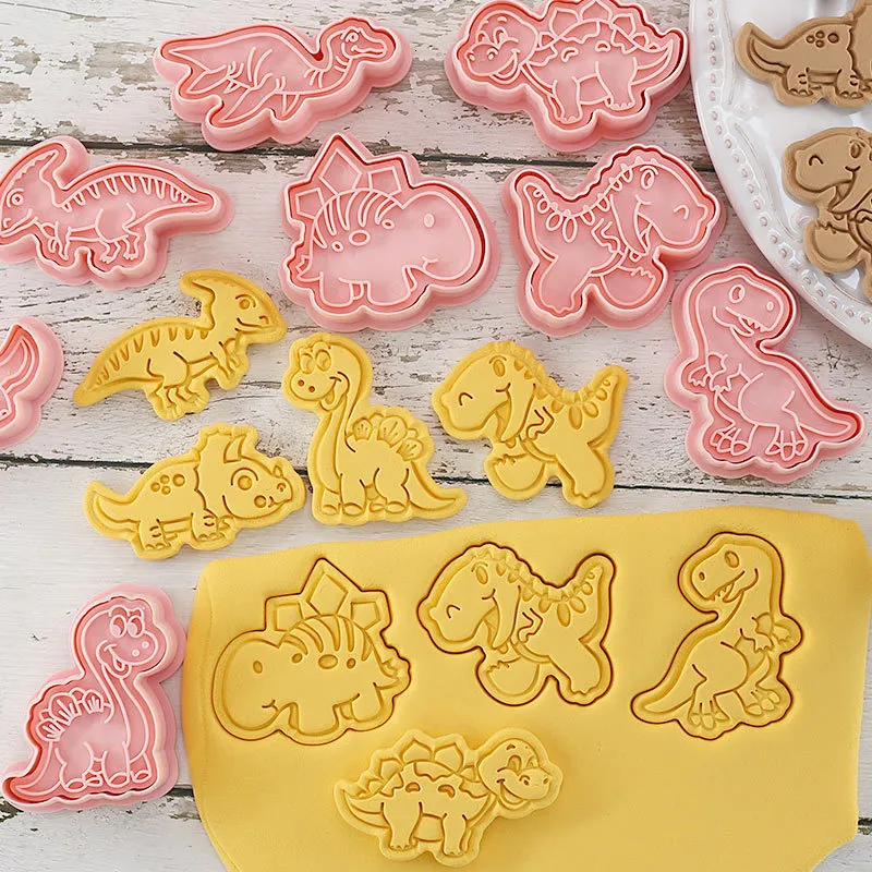 Baking Moulds 8pcsset Cookie Cutters Animal Dinosaur Type Stamp Embosser for Biscuit Pastry Bakeware Cookies Molds Kitchen Accessories 230803