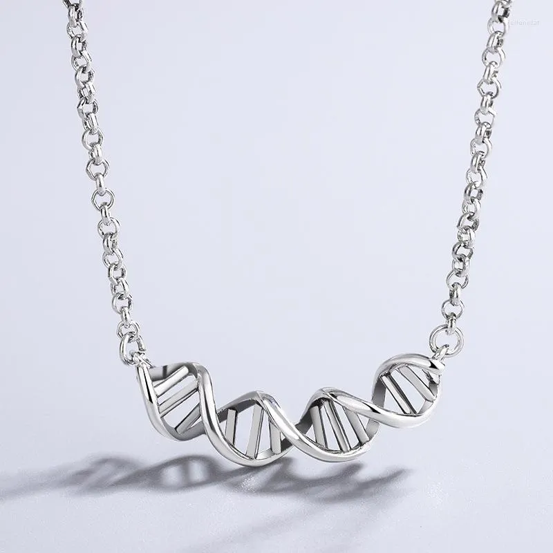 Kedjor Foyuan Silver Color Japanese och koreansk DNA Twisted Spiral Halsband med feminin design ihålig krage kedja smycken