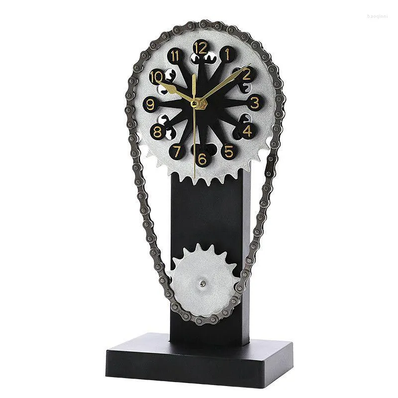 Настенные часы верхние мини -колесо ретро -движения Gear Clock Creative Art Decor Decor Table Horloge Murale Duvar Saati