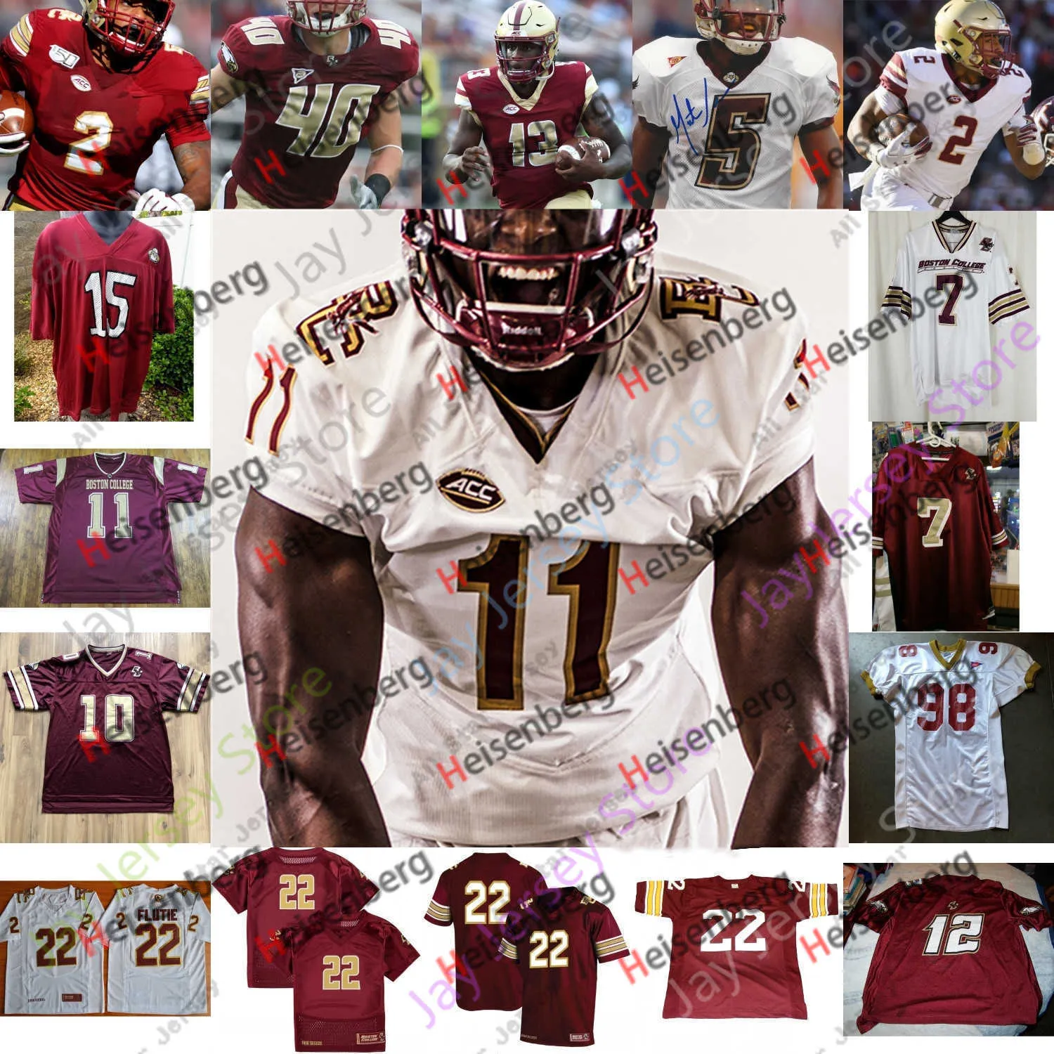 Football Jerseys Custom Boston College Football Jersey NCAA Phil Jurkovec Valdez Deon Jones Pat Garwo III Matt Ryan Luke Kuechly White Red