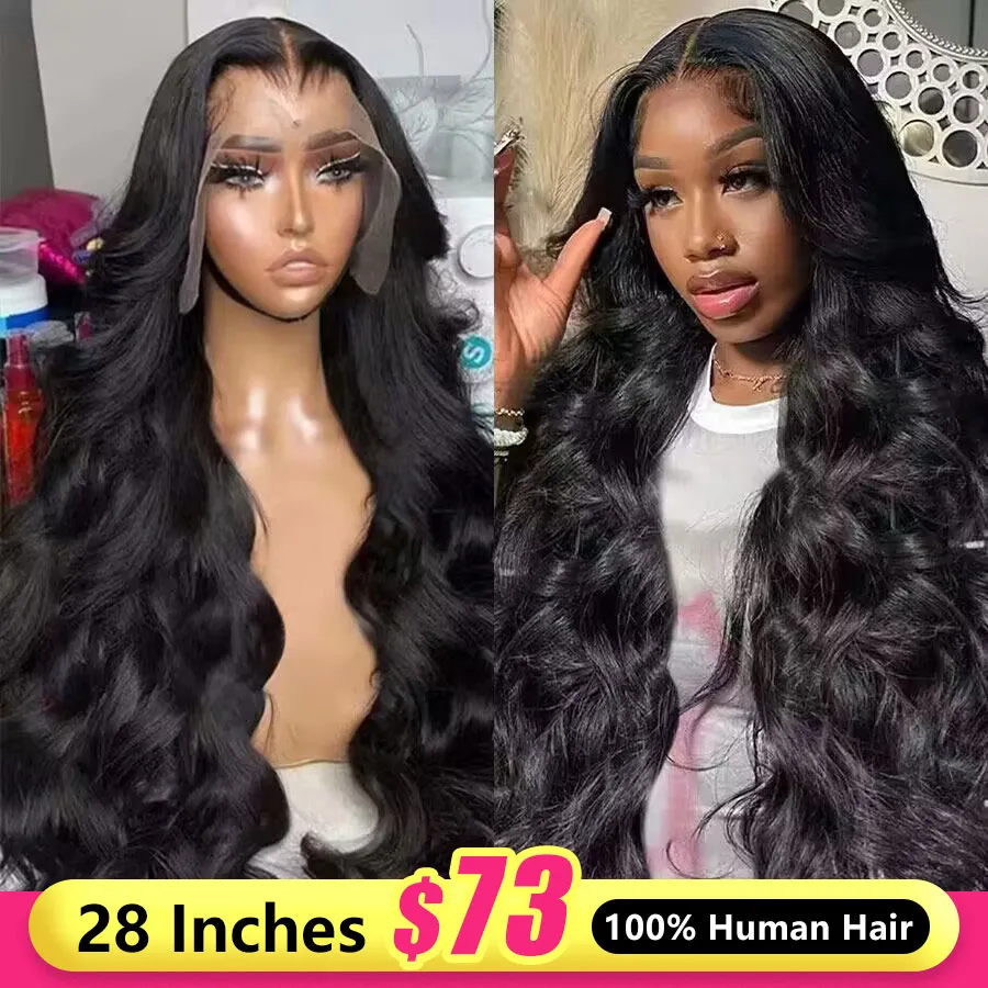 32 Inch Body Wave Lace Front Wig Transparent 13x4 Lace Frontal Wig Pre Plucked Wigs for Women Human Hair Wig on Sale Clearance