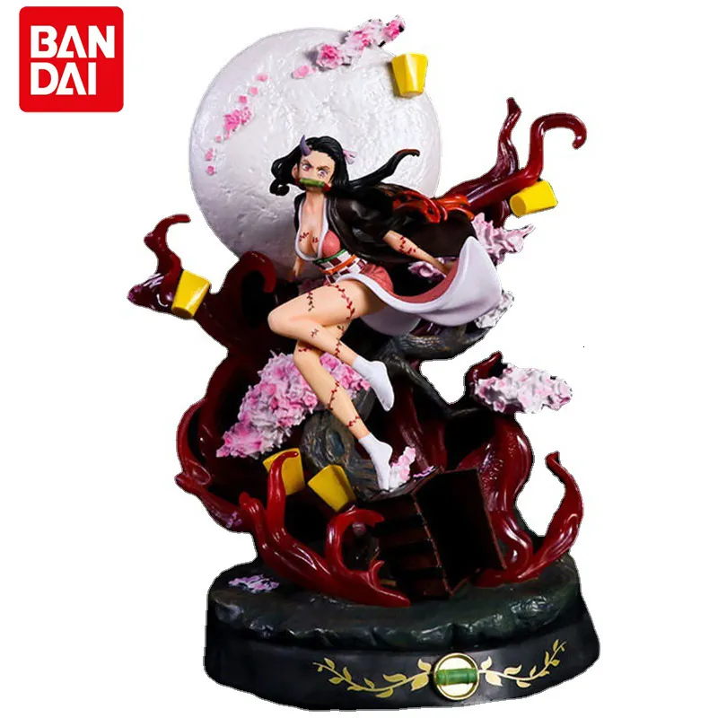 Militära figurer Demon Slayer Anime Figur 31cm Kamado Nezuko GK Statue Vuxen Demon Action PVC Model Collectible Children's Toys Gift 230803