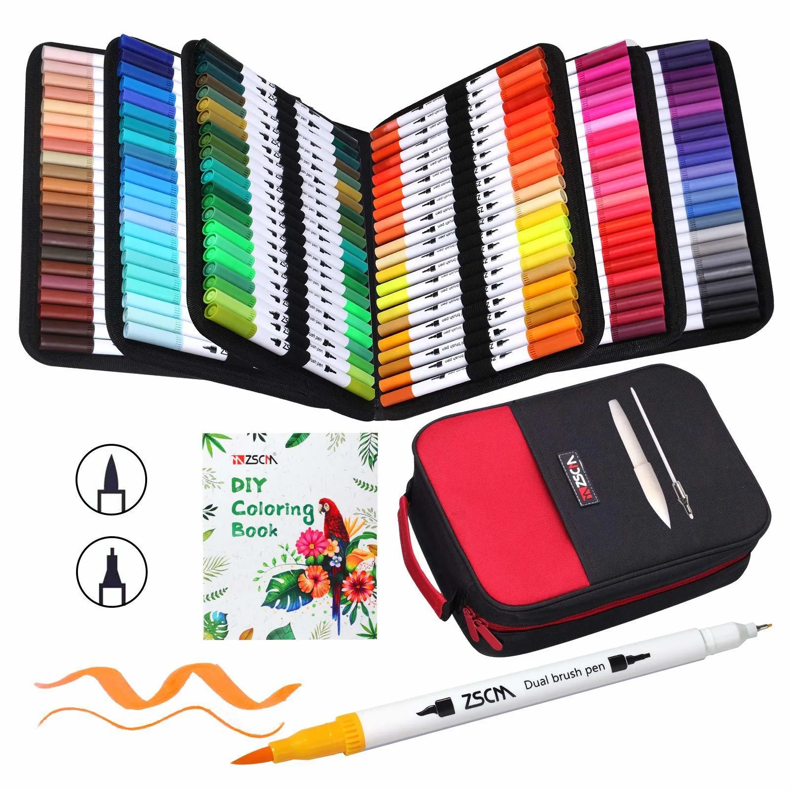 12-160 Colors Brush Pens Markers Set Dual Tips Fine Drawing Adult Coloring  Books Sketching Planner