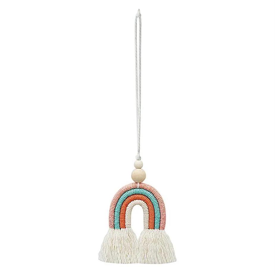 Decorazioni per interni Decorazioni per la casa Ciondolo in stile nordico Accessori in tessuto portatile Specchietto retrovisore Regalo Ornamento da appendere per auto arcobaleno188J