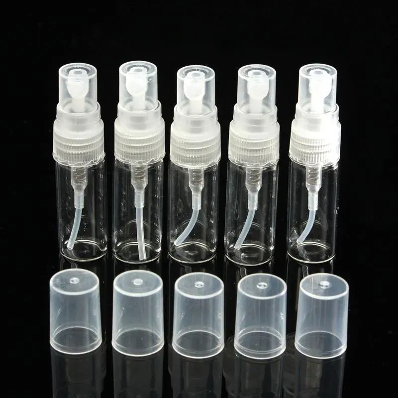 2ML 3ML 5ML 10ML Black Clear Portable Mini Perfume Glass Bottle Empty Cosmetics Bottles Sample Thin Glass Vials