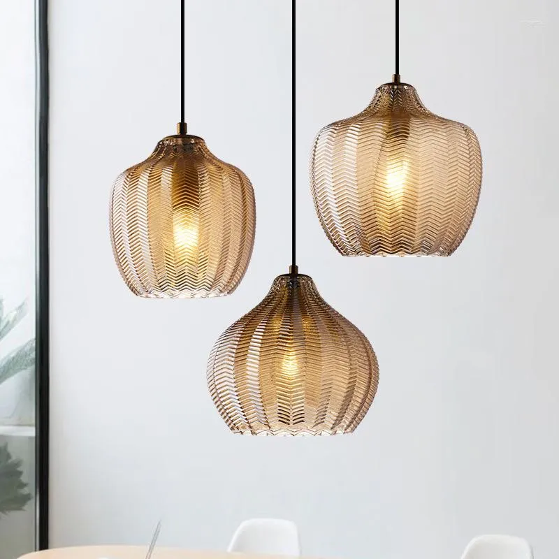 Lampade a sospensione in vetro grigio cognac con lampadina E27 per sala da pranzo, cucina, lampada da comodino, cavo regolabile