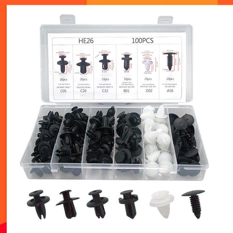 Nouveau 100 pièces mixte Auto attaches voiture pare-chocs Clips attaches Rivet porte panneau garde-boue doublure universel Clips Kit voiture accessoires