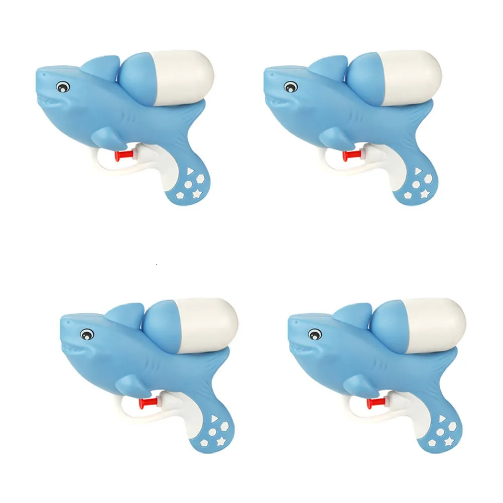 Gun Toys 4pcs Blue Shark Animal Squirt Guns Water Shooter Beach 230803