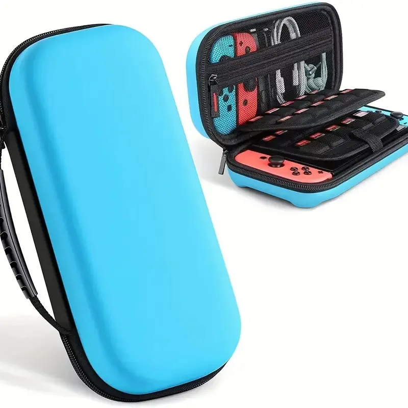 صندوق تخزين عالمي لـ Nintendo Switch OLED Game Console ، Blue Classic Four Corner Bag Shell ، مقاومة للماء ، مقاومة للتخزين ، حقيبة تخزين للتبديل