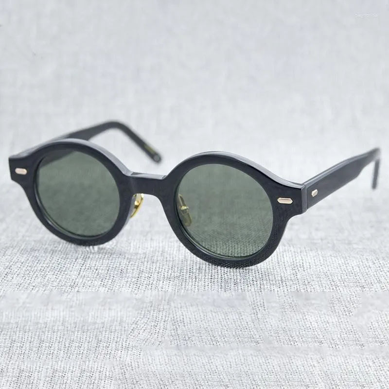 Zonnebril Japanse retro trendy ronde montuur acetaat gepolariseerde zonnebril voor heren