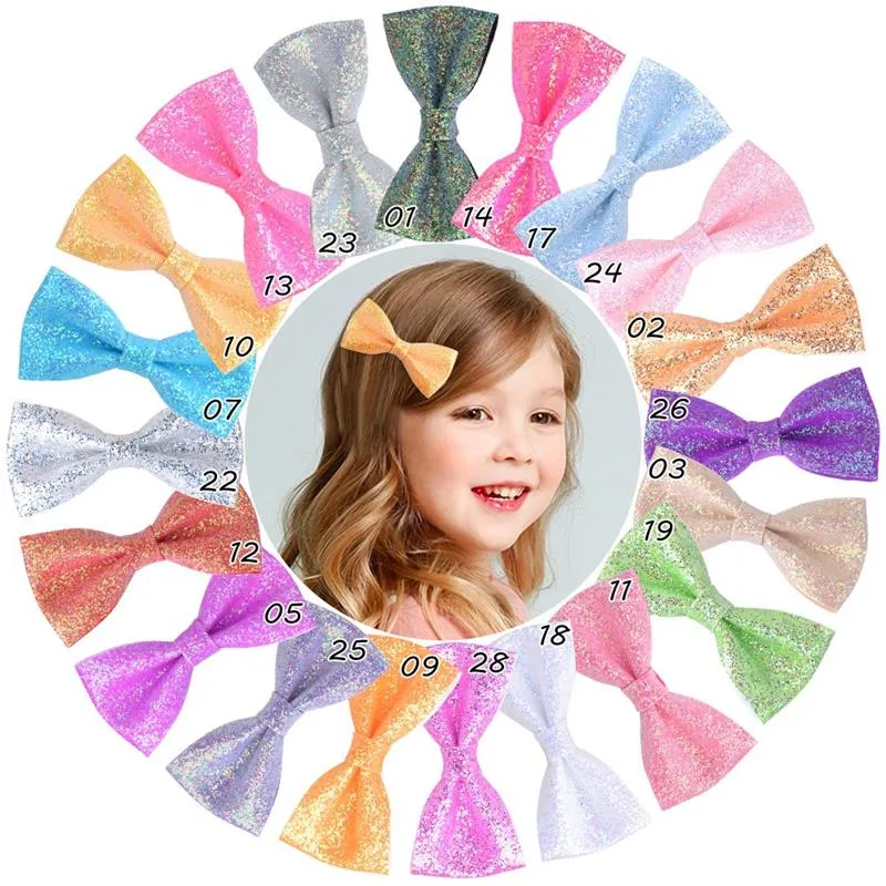 /pair Glitter Baby Girls Hair Clips Hair Bows Barrettes Hair Clips Handmade Bowknot Clips Fashion Kids Hair Accessories