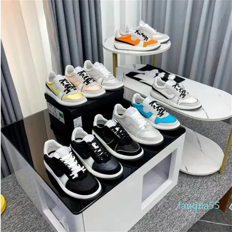 2023-TRAINERS SHOES Designer Sneakers Män Kvinnor Reflekterande Sneakers äkta läder Sneakers Party Calfskin Mixed Fiber Casual Shoe 35-46