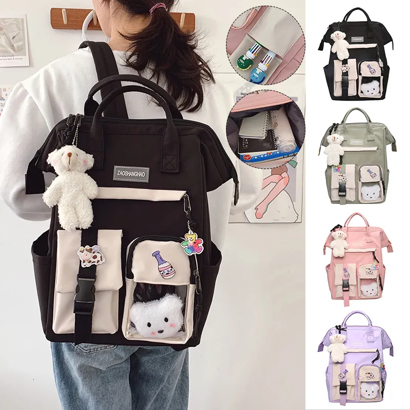 Backpacks Large Capacity Kawaii Schoolbag Waterproof Candy Colors Fancy High School Bags For Teenage Girl Cute Travel Rucksack 230803