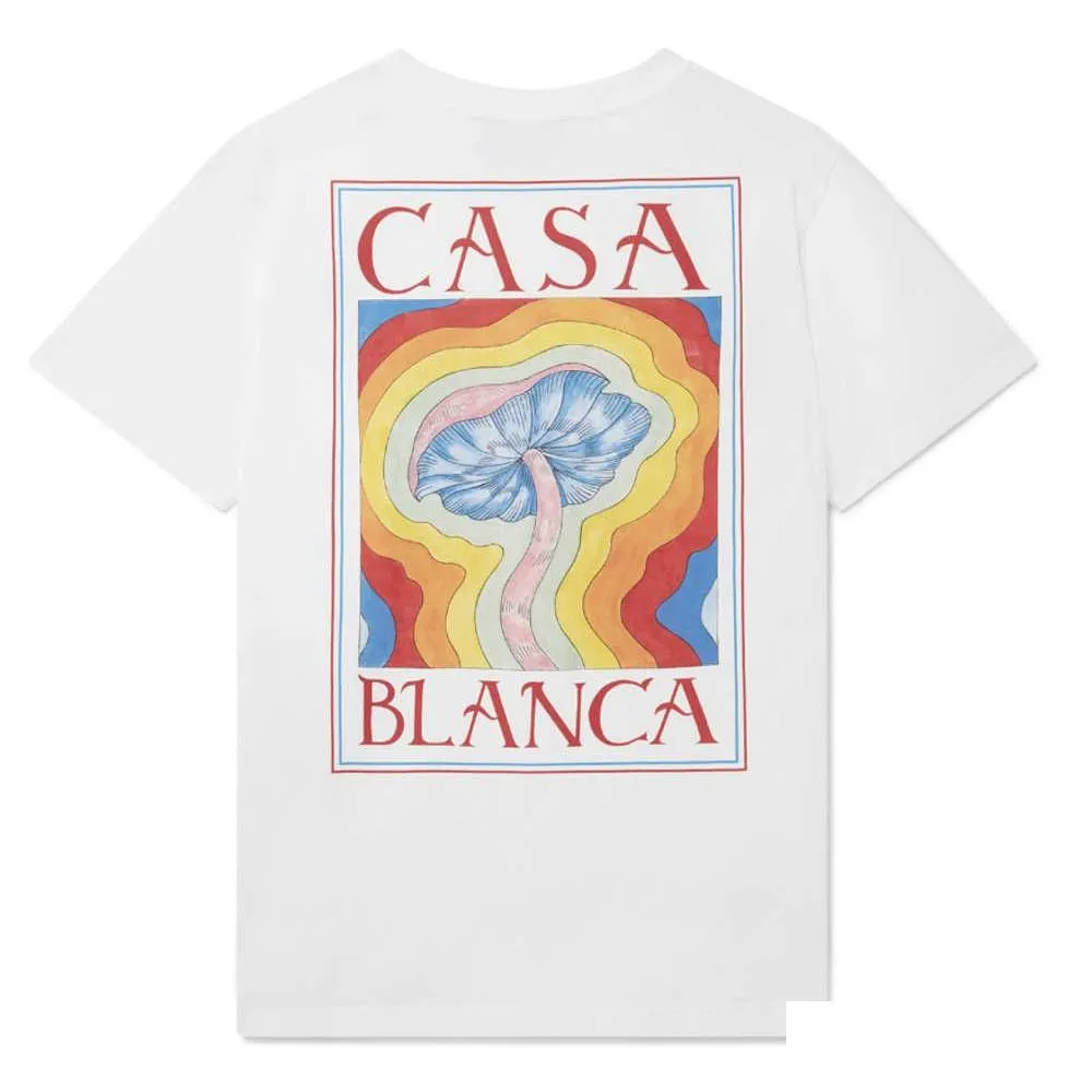 Men'S T-Shirts Casablanca Designer Tshirt 23Ss Rainbow Mushroom Uni Tees Hawaiian Short Sleeve T-Shirt Casablanc Drop Delivery Apparel Dhoau