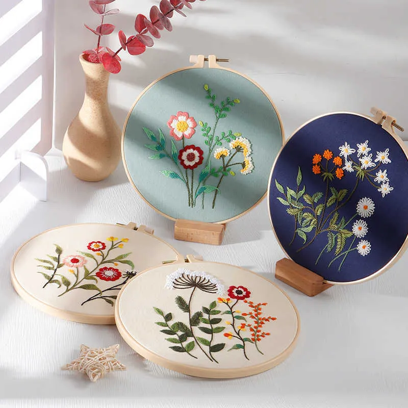 Produkty w stylu chińskim DIY Haft dla początkującego wzór drukowany klawisowy ścieg krzyżowy Hoop igłówka szycie ręcznie robione dekoracje domu