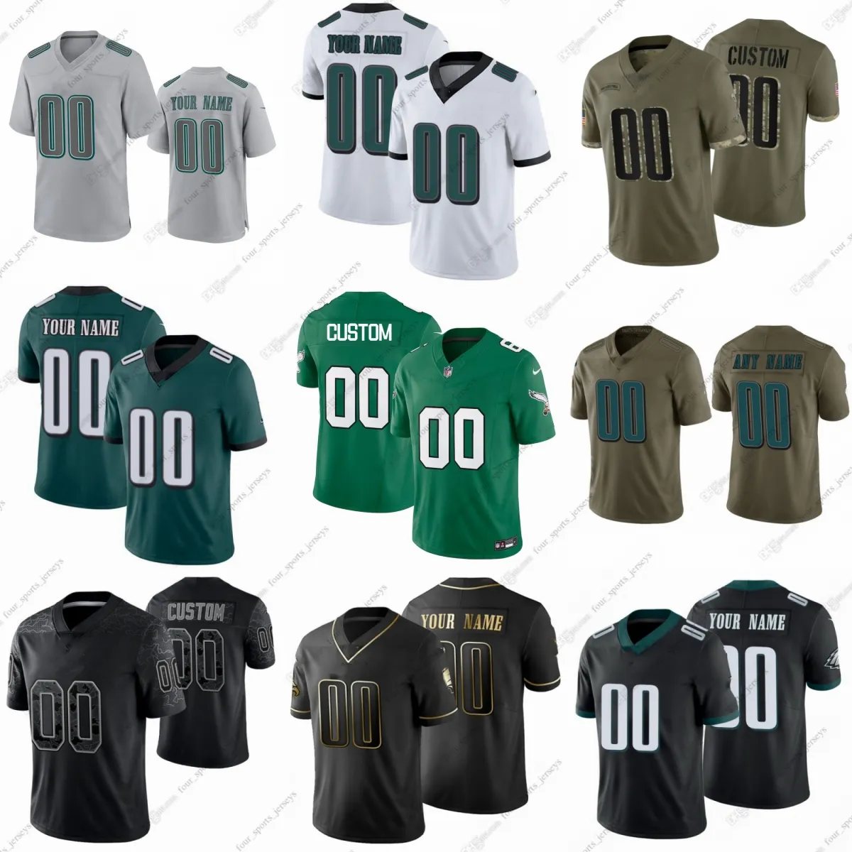 Eagles Jerseys Jalen Hurts DeVonta Smith Jason Kelce Fletcher Cox Goedert Miles Sanders A.J. Brown From Four sports jerseys 15.15 DHgate.Com
