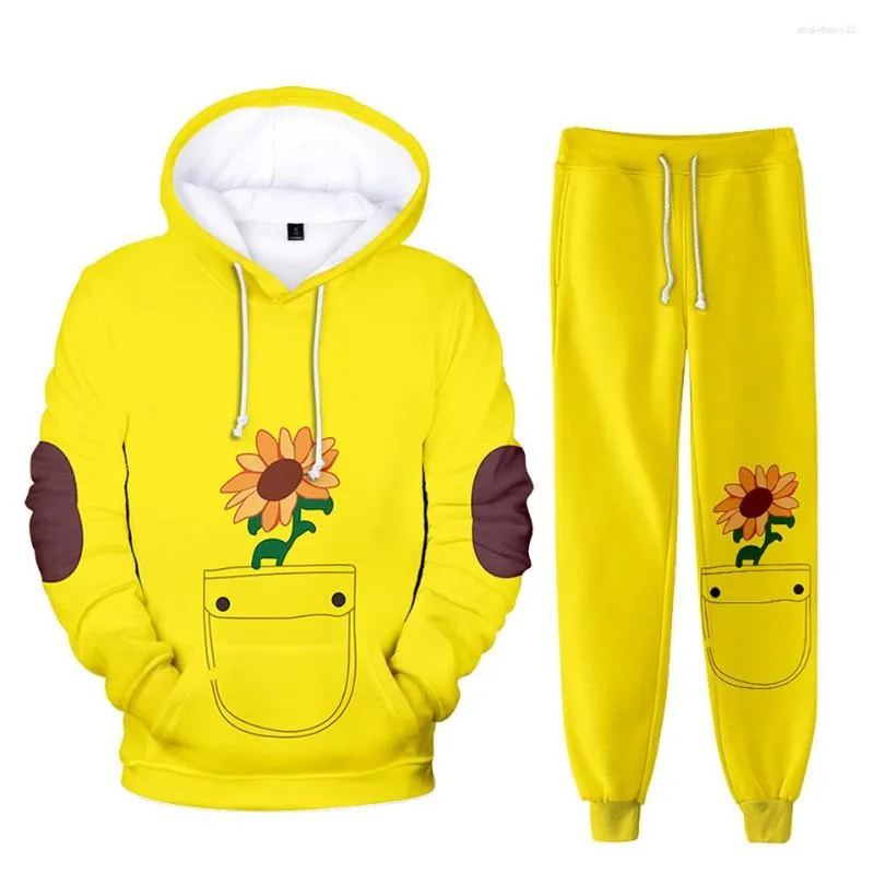 Calças femininas de duas peças 2023 estampa 3D WONDER EGG PRIORITY Hip Hop Harajuku manga comprida com capuz 2 peças feminina/masculina agasalho de outono com capuz