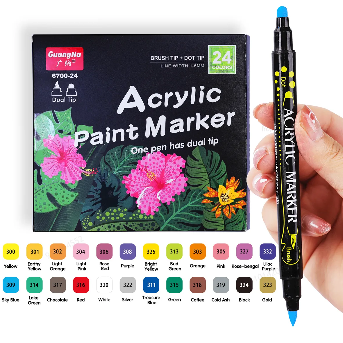 Marker Colour Acrylic Paint Markers Pens Set Dual Head Brush/Round Tip For  Kids DIY Painting Rock Glass Canvas Metal Ceramic Wood 230803 From Cong05,  $10.66