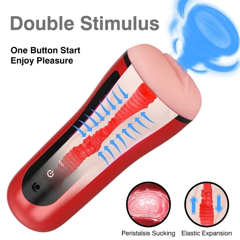 Masturbators Automatic Male Masturbator Cup Sucking Vibration Blowjob Real Vagina Penis Oral Sex Machine Toys For Man Adults 230803