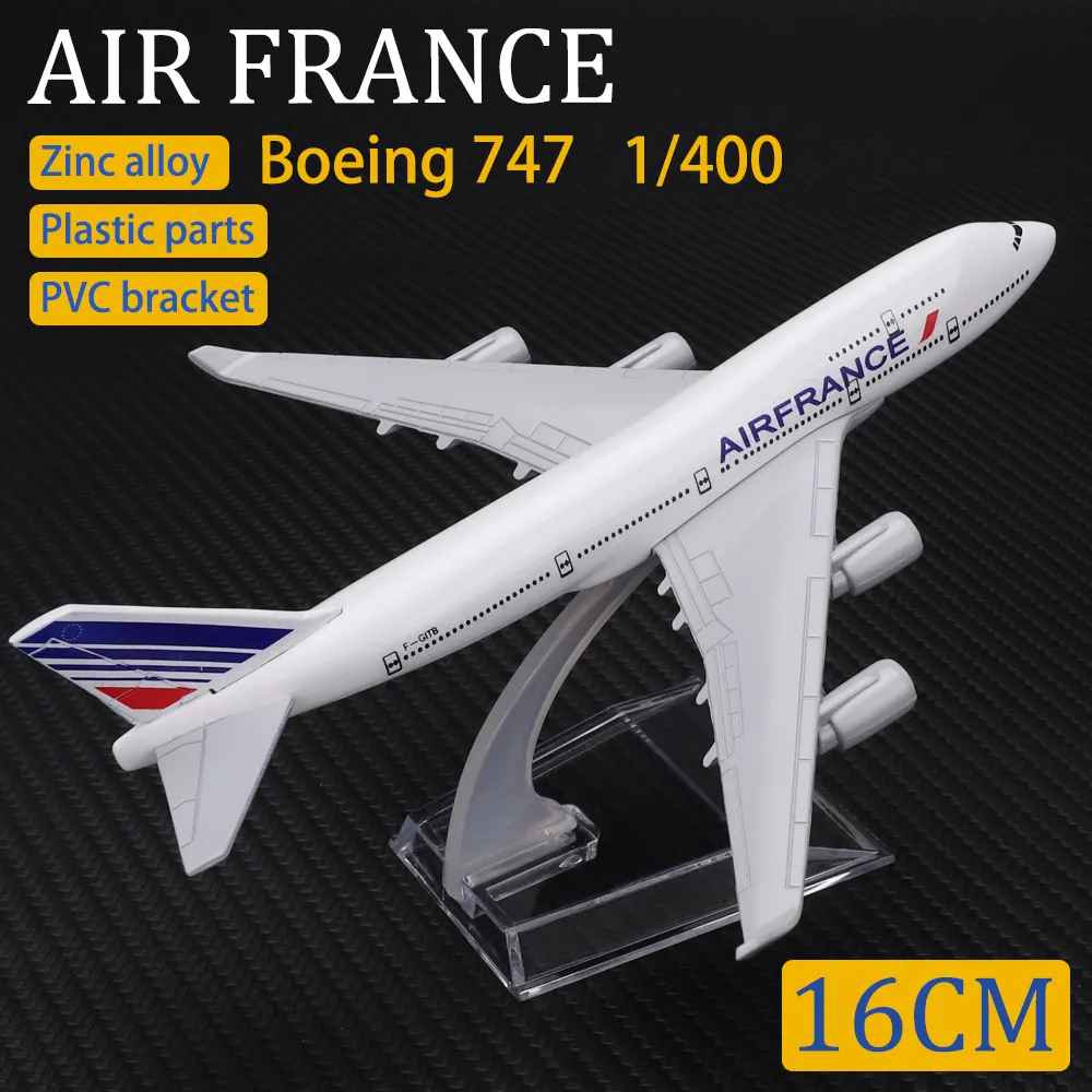 航空機モドル金属航空機モデル1 400 16cmエアフランスボーイング747メタルレプリカ合金材料航空シミュレーション子供のおもちゃ装飾品230803