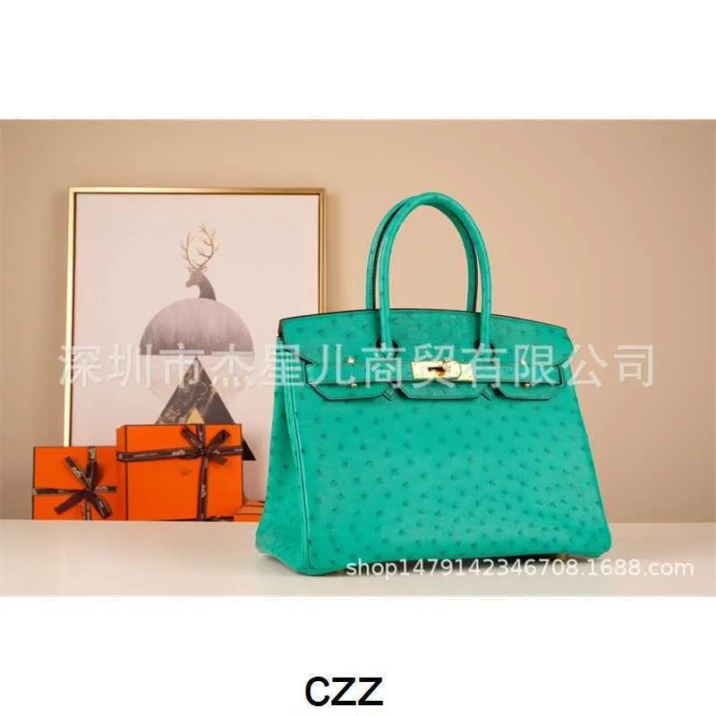 Ostrich Handbag Designer Bag Sewn Home South Africa Skin 6w Mint Green Bk25 Bk30 Genuine Leather