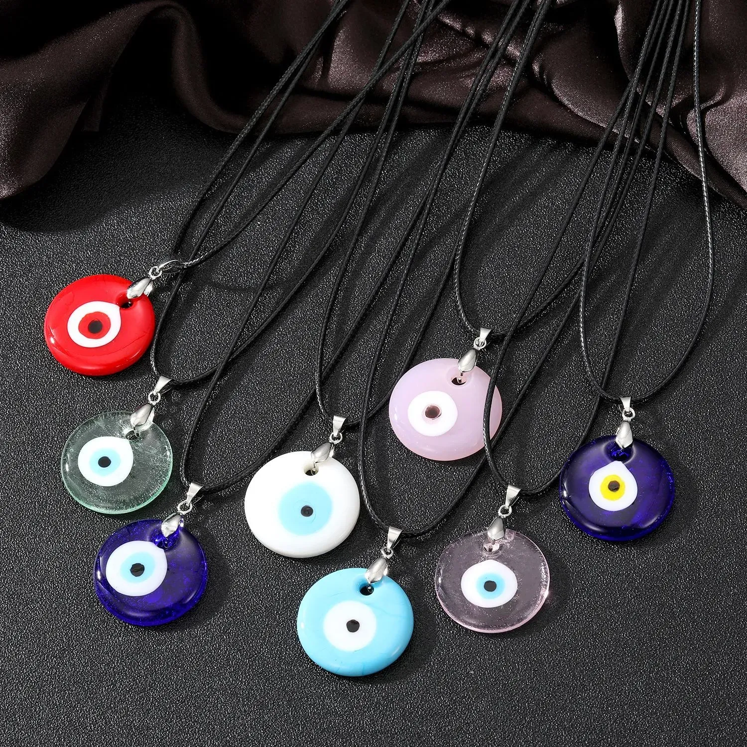 Mode Blauw Glas Devil's Eye Hanger Ketting Mannen Vrouwen Ronde Turkse Blauwe Boze Oog Trui Ketting Kettingen Sieraden Gift