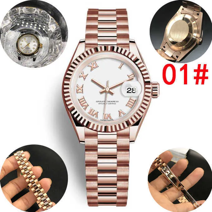 Luxury Teething Edge Roman Medium chain 28mm 2813 Gold automatic Steel Swim waterproof watch