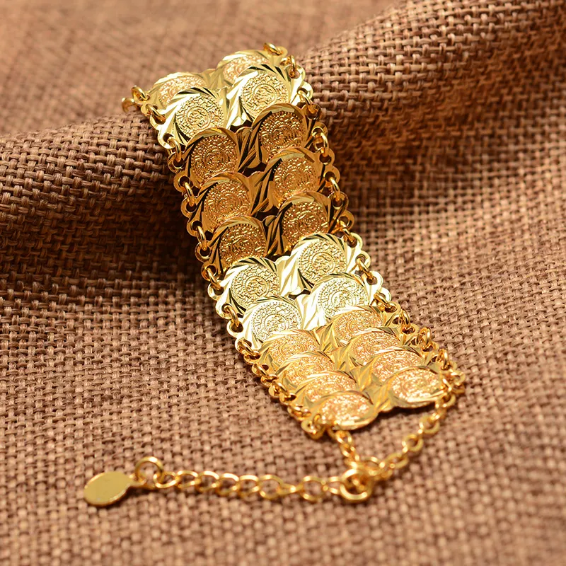 Copper Plated Gold Bracelet Luxury Leaves Design Dubai Saudi Trendy Bangle  With Ring For Bridal Bracelet Arabic Jewelry - AliExpress