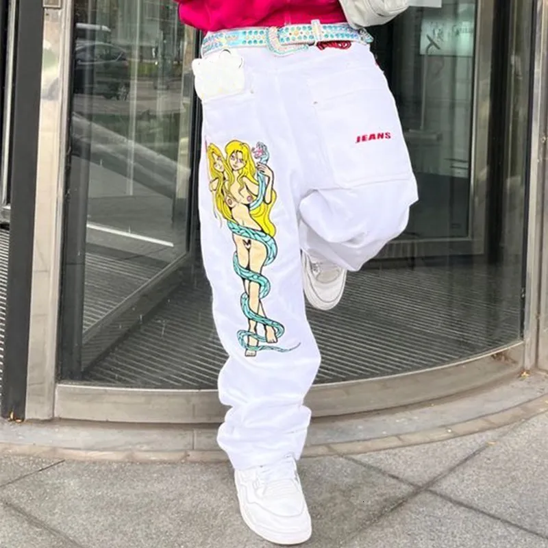 DHgate.com:Mens Denim Cargo Pants - Wide Leg, Anime Print