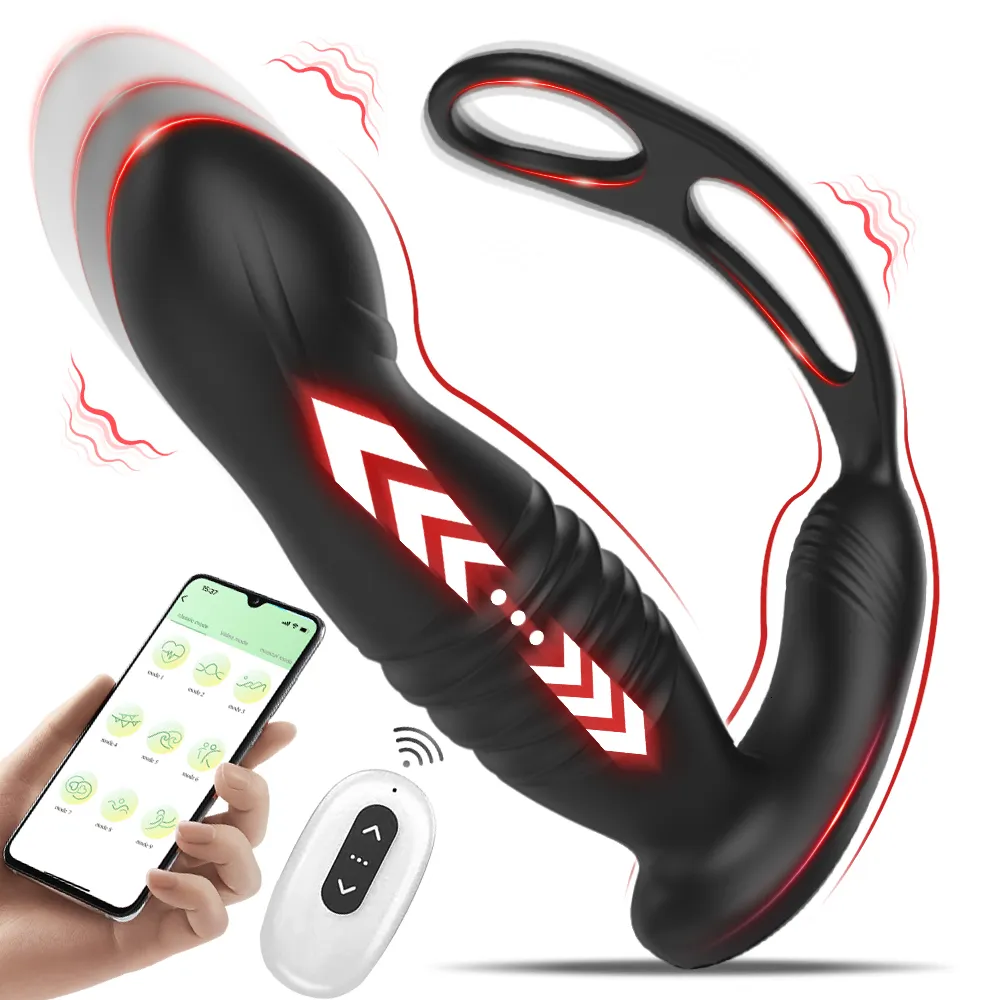 Vibrators Telescopische Anale Vibrator voor Man Penis Ring Bluetooth APP heren masturbator Speeltjes voor Mannen Gay Butt Plug Mannelijke Prostaat Massage 230803