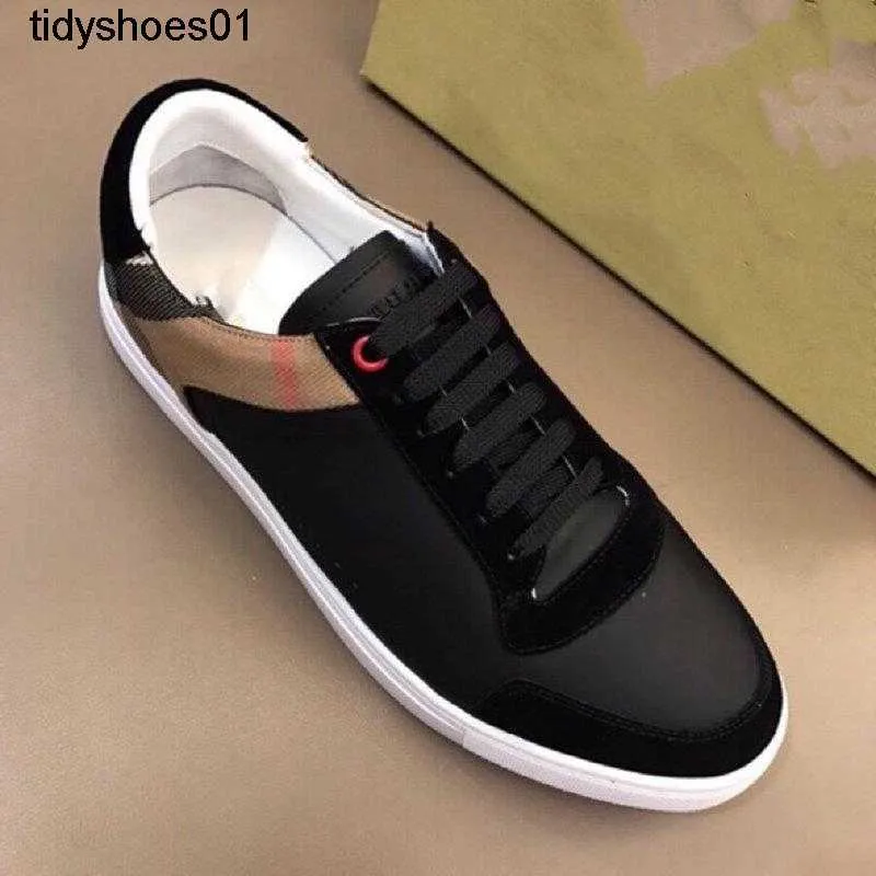 Mens burberyity burberrryity burbreryity High Perfect Men Casual Leather Fashion Sneakers Shoes Plaid Recovery Luxury Genuine The Quality Original Class