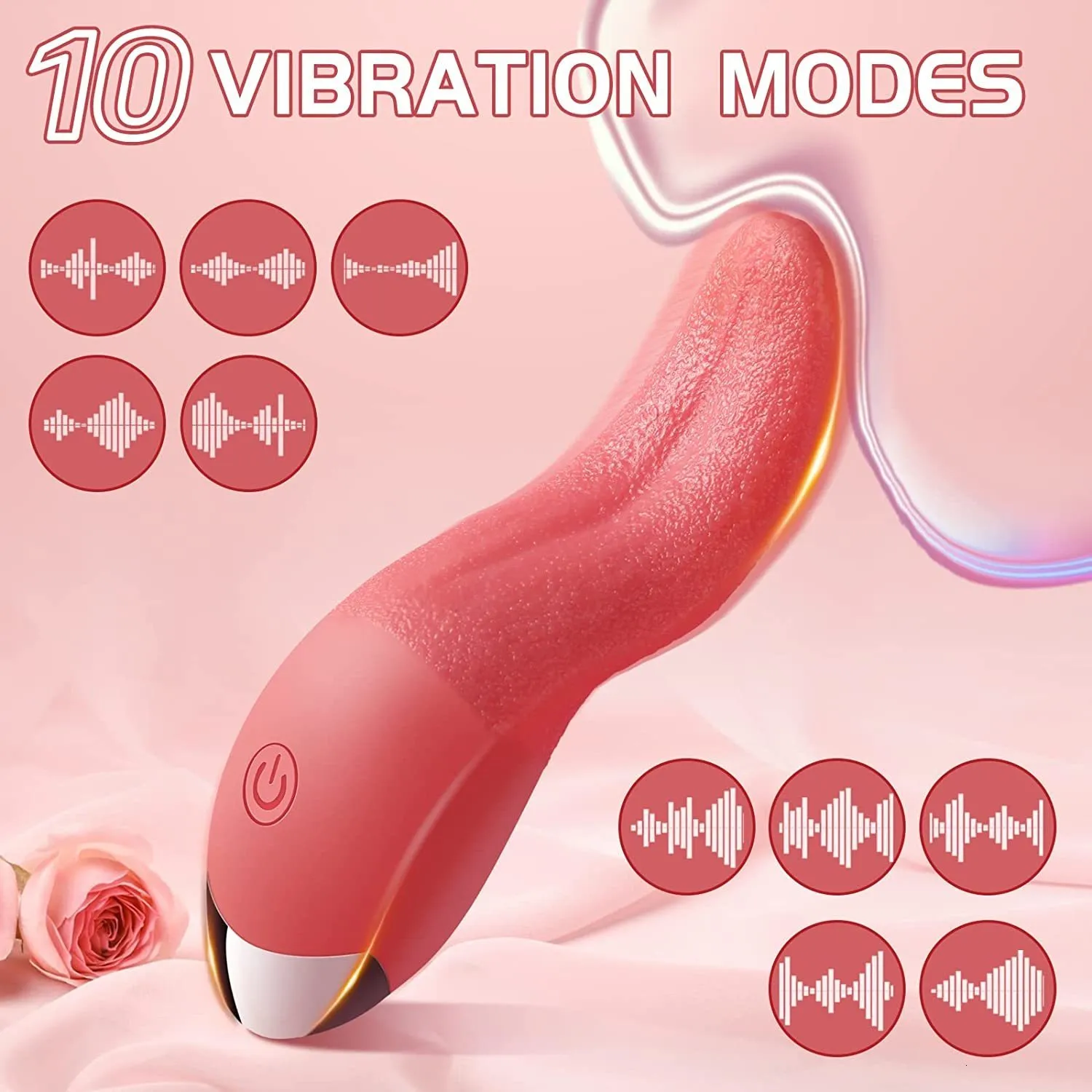 Juguetes para adultos, vibrador de punto G, 2 en 1, estimulador sexual de  rosas para lamer y vibrar la lengua para mujeres con 9 modos, juguetes