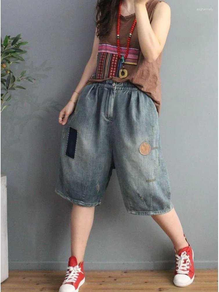 Damen Jeans Streetwear Locker sitzende, hoch taillierte, lässige Fünf-Punkt-Shorts 2023 Sommer Do Old Straight Leg Pants Trend