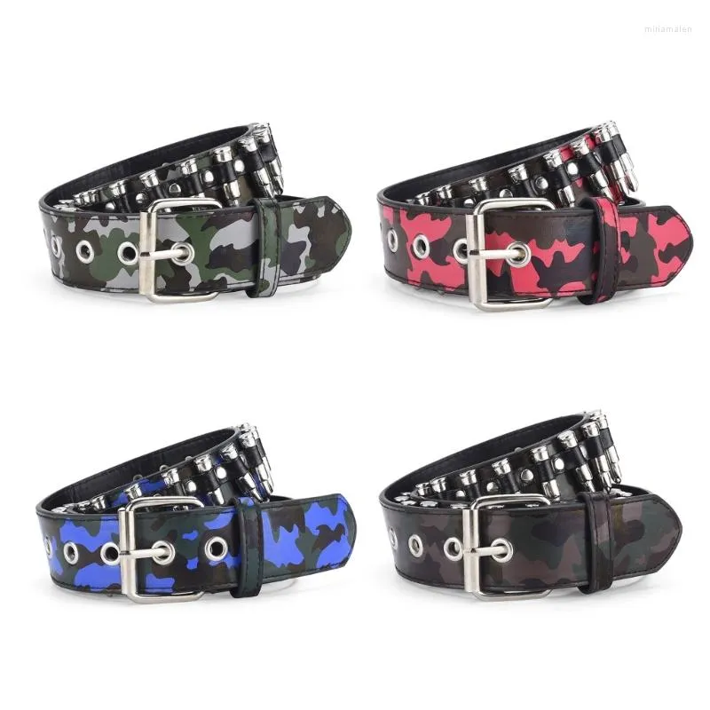 Belts Adult Waist Belt With Adjustable Pin Buckle Camouflage Color Waistband For Men Warhead Rivet Decor