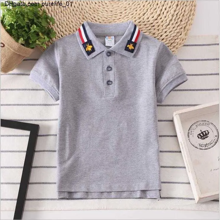Baby Boys Lovely Girls Cotton T-shirts Summer Kids Short Sleeve T-shirt Children Casual Turn-Down Collar Shirts Child Tops Tees Childrens Clothing 2-13 Years